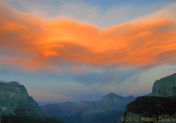 Photo of Clouds over Logan Pass at sunset in Glacier National Park